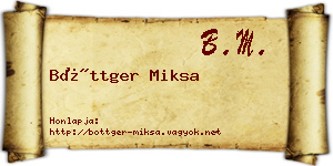 Böttger Miksa névjegykártya